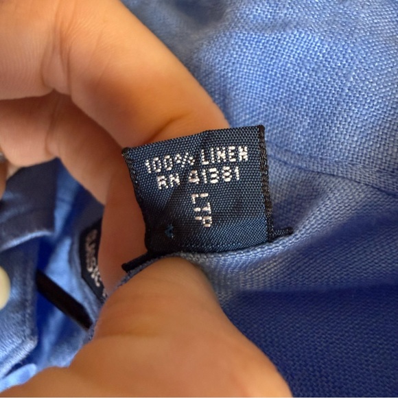 Vintage‎ Polo Ralph Lauren 100% Linen Short Sleeve Button Shirt Light Blue Large - Picture 4 of 7